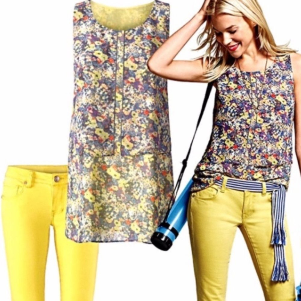 Positano Floral Layered Sleeveless Shirt 5041 size small